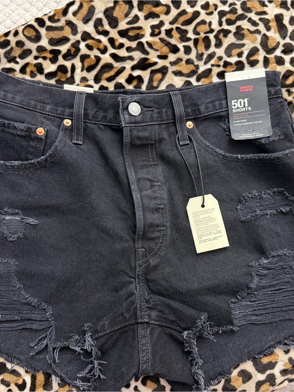 Levi's 501 Black Distressed Jeans Shorts